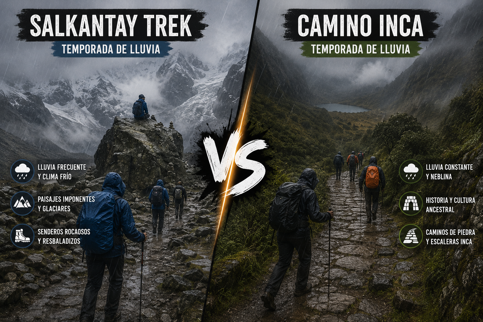 Rainy season Salkantay Trek vs Inca Trail